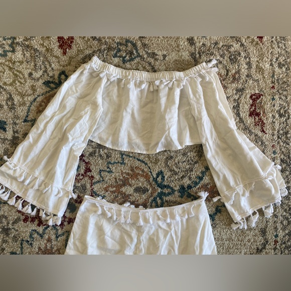 White Fringe Top and Skirt Set - Picture 10 of 10